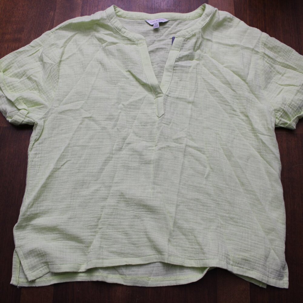 Lucky Brand Yellow V-neck Short Sleeve Top Size Small NWT